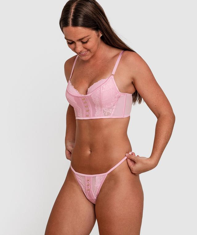 Edwina Push Up Corset Bra - Pink