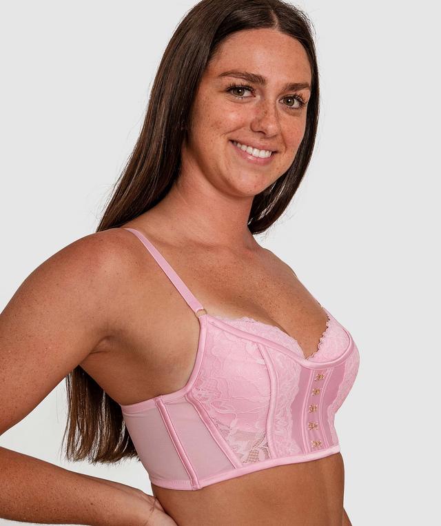 Edwina Push Up Corset Bra - Pink