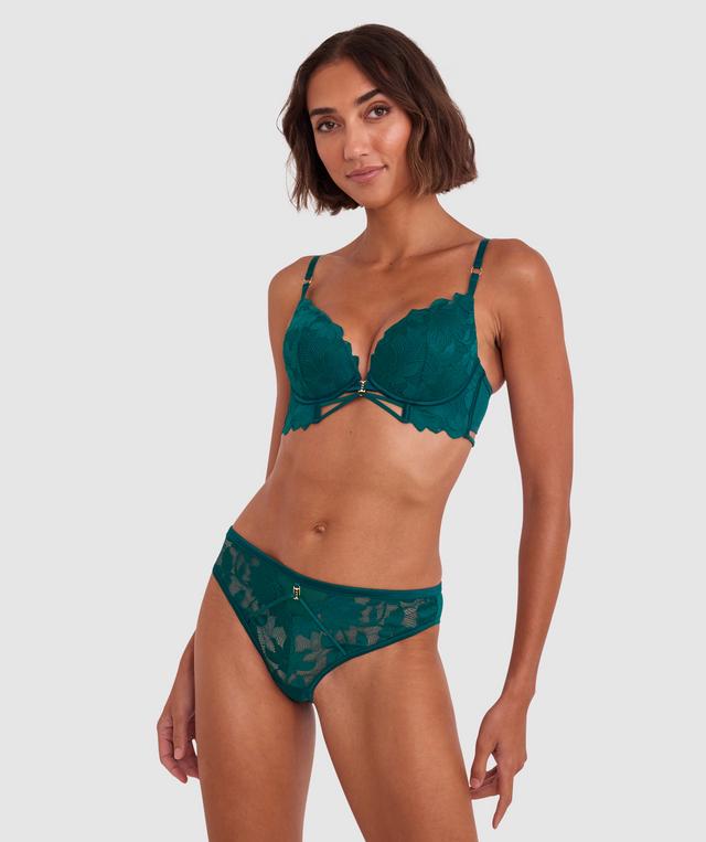 Ellie Push Up Plunge Bra - Dark Green