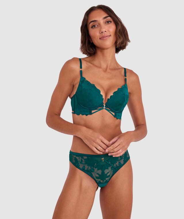 Ellie Push Up Plunge Bra - Dark Green