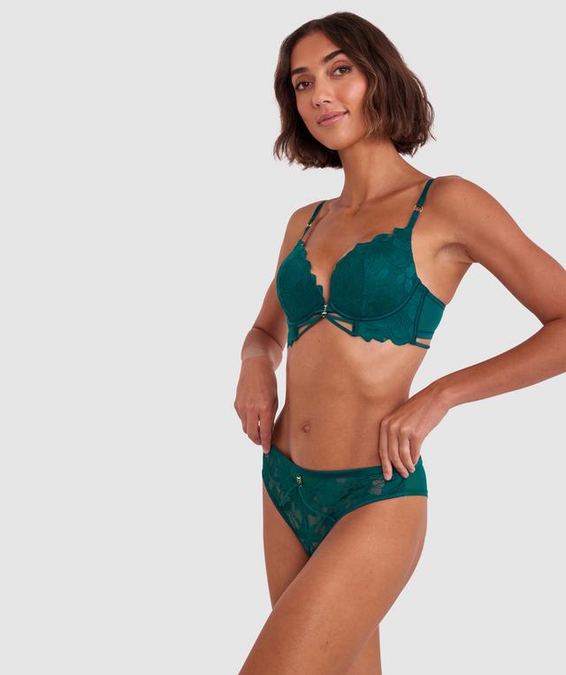 Ellie Push Up Plunge Bra - Dark Green