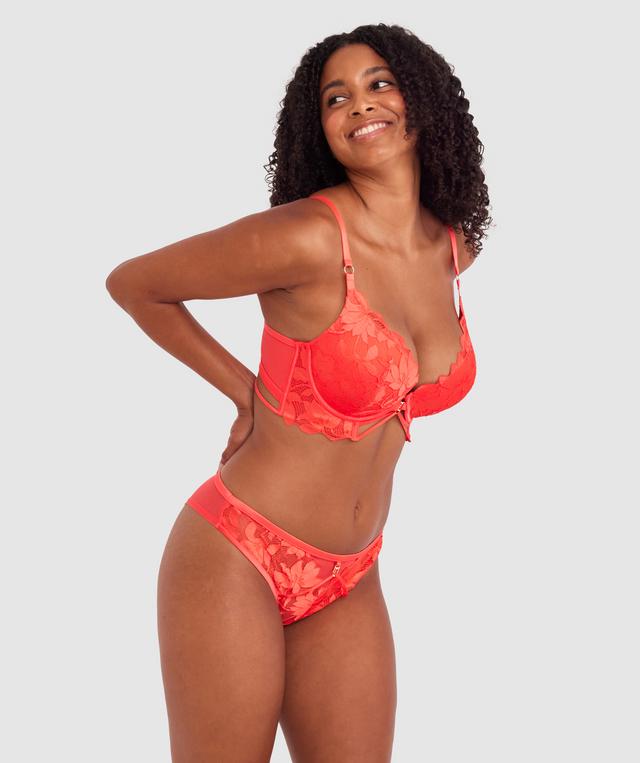 Ellie Push Up Plunge Bra - Light Red