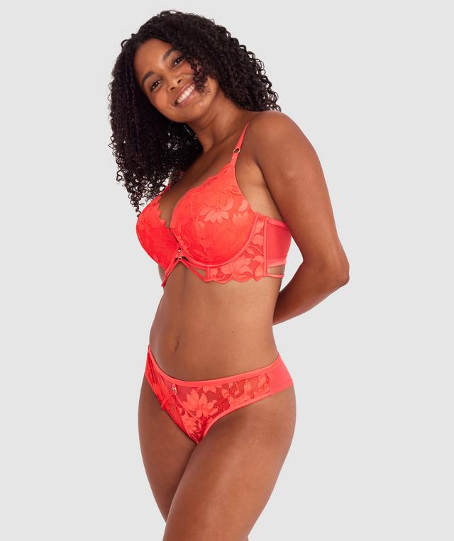 Ellie Push Up Plunge Bra - Light Red