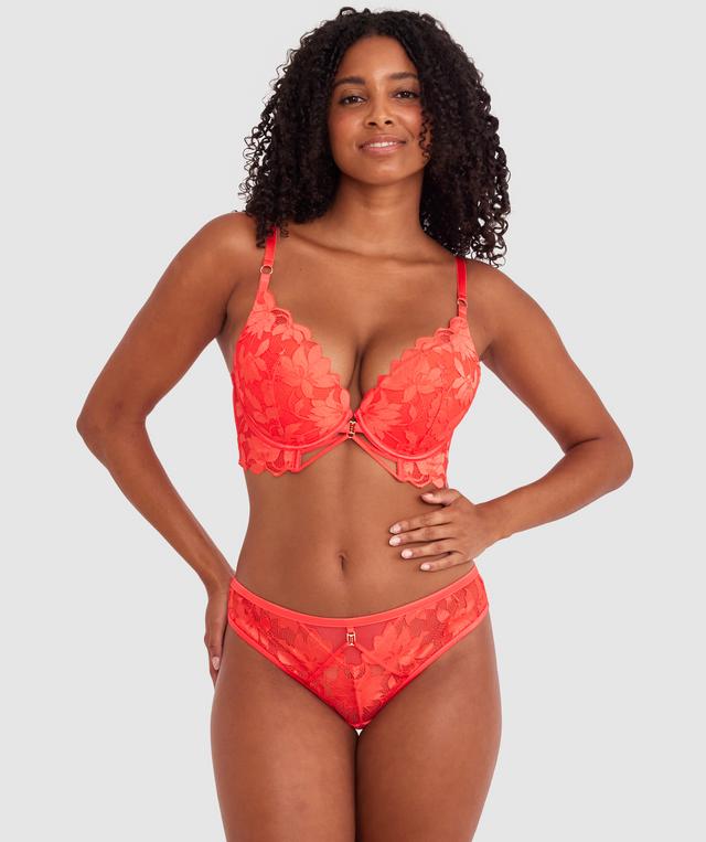 Ellie Push Up Plunge Bra - Light Red