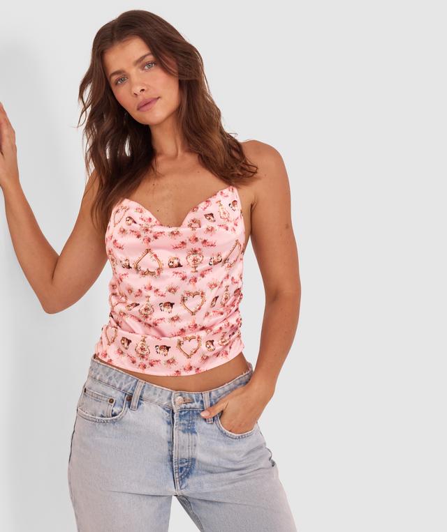 Enchanted A Purr-Fect Promise Cowl Neck Halter Cami-Multi Colour / Print