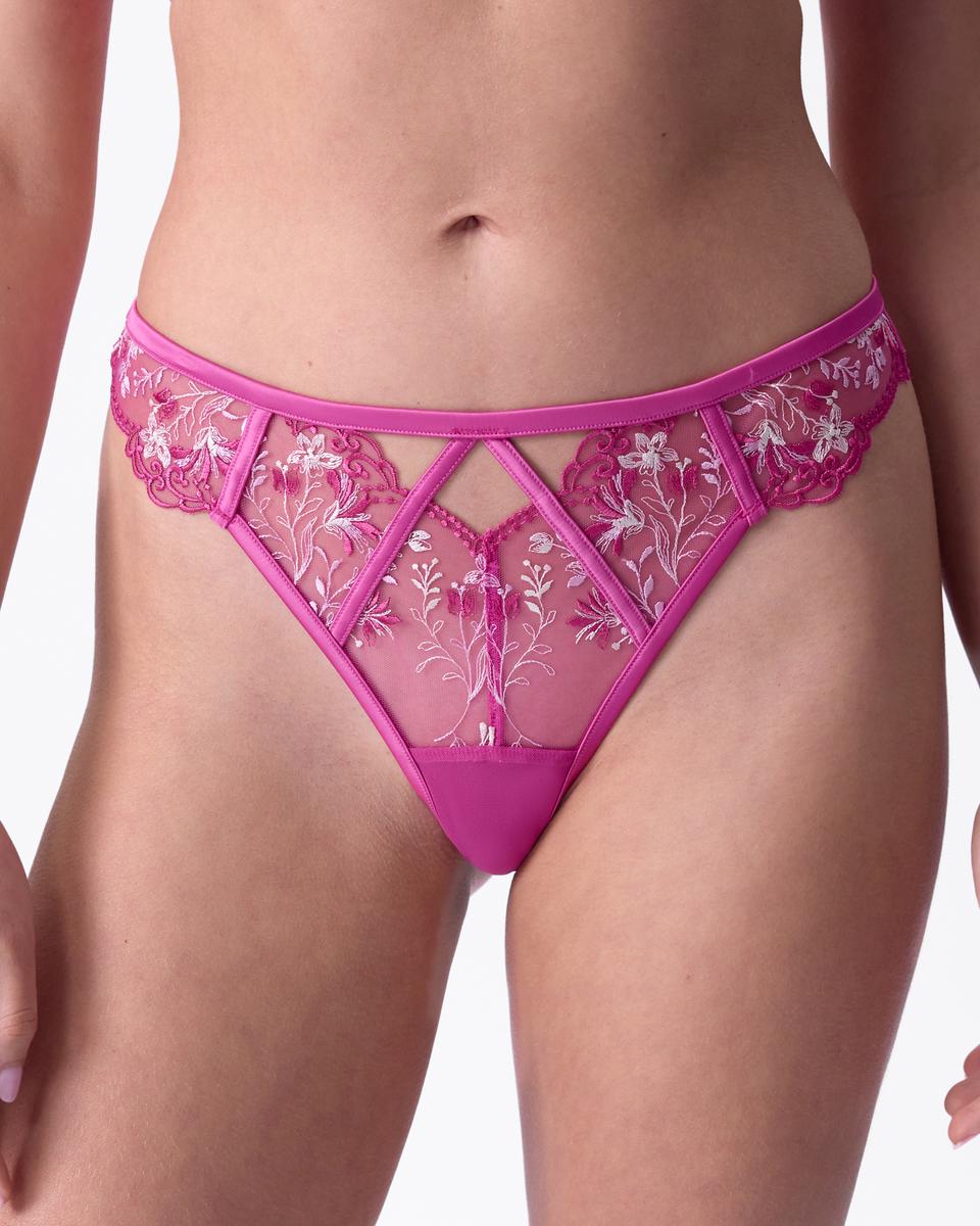 Enchanted Afternoon Delight High Leg Brazilian Knicker - Hot Pink