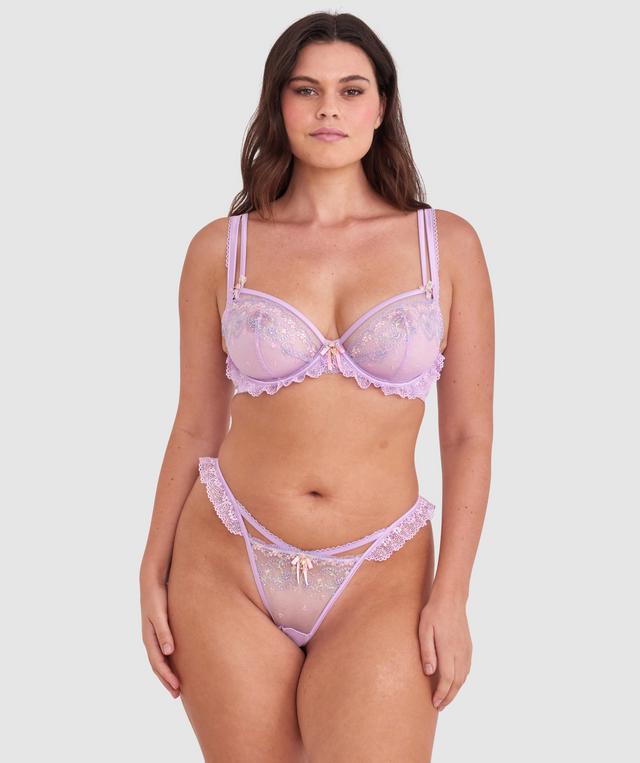 Enchanted Amore High Leg G String - Lilac/Multicolour
