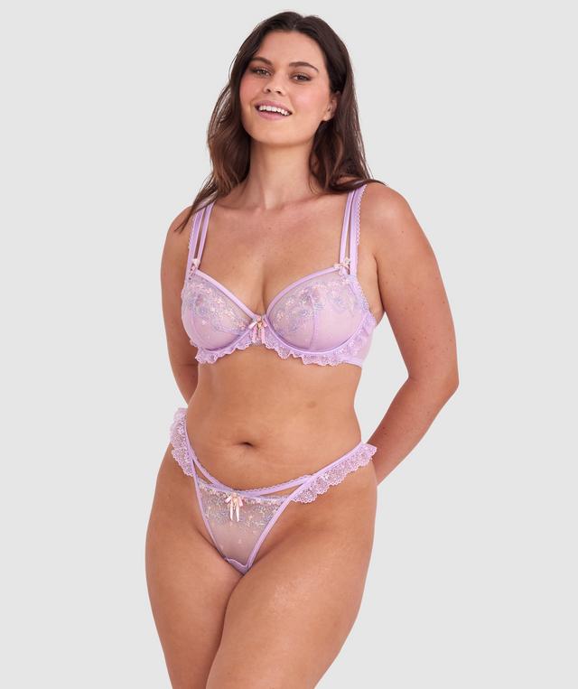 Enchanted Amore High Leg G String - Lilac/Multicolour