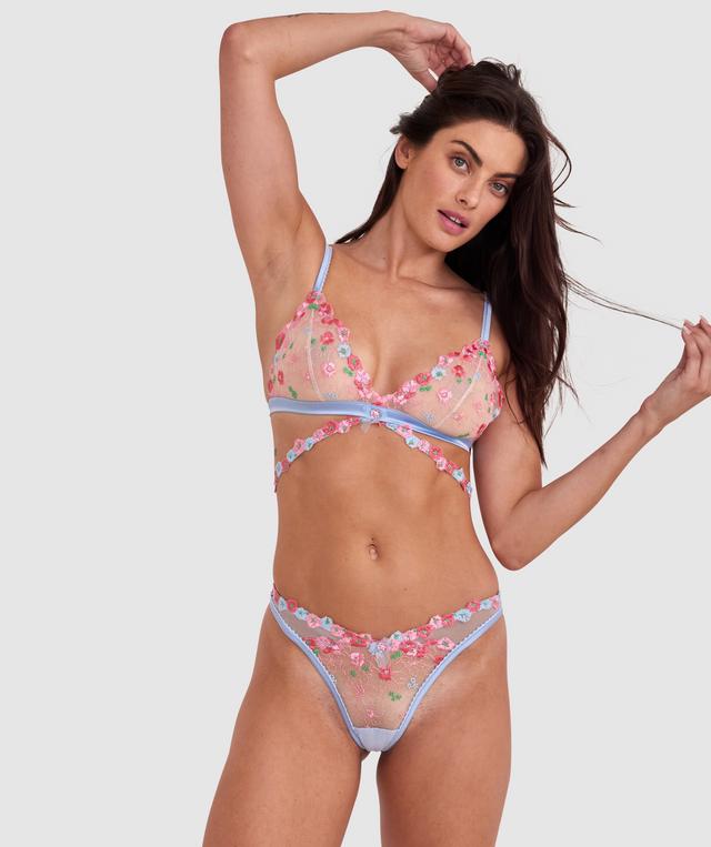 Enchanted Besos High Leg V String - Light Blue