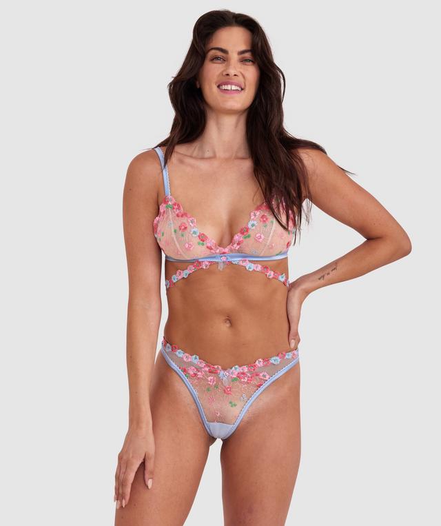 Enchanted Besos High Leg V String - Light Blue