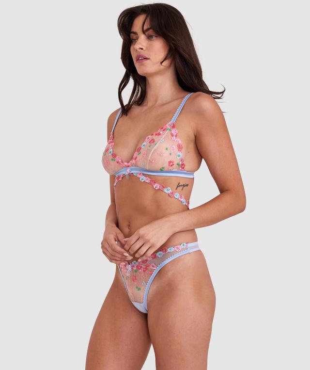 Enchanted Besos High Leg V String - Light Blue