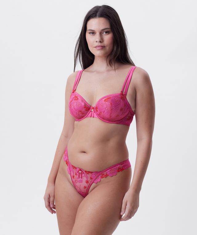 Enchanted Botanika High Leg G String - Hot Pink