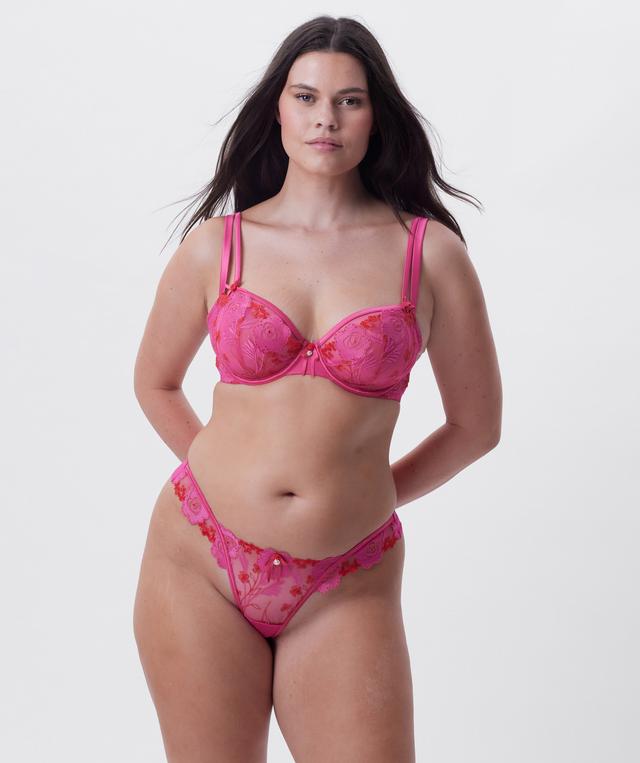 Enchanted Botanika High Leg G String - Hot Pink