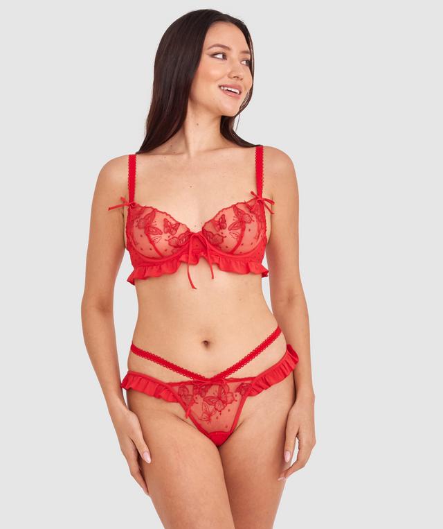 Enchanted Butterflies of Vienna High Leg String - Dark Red
