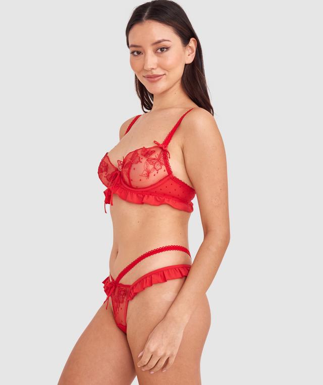 Enchanted Butterflies of Vienna High Leg String - Dark Red