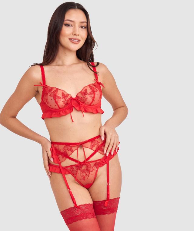 Enchanted Butterflies of Vienna Suspender - Dark Red