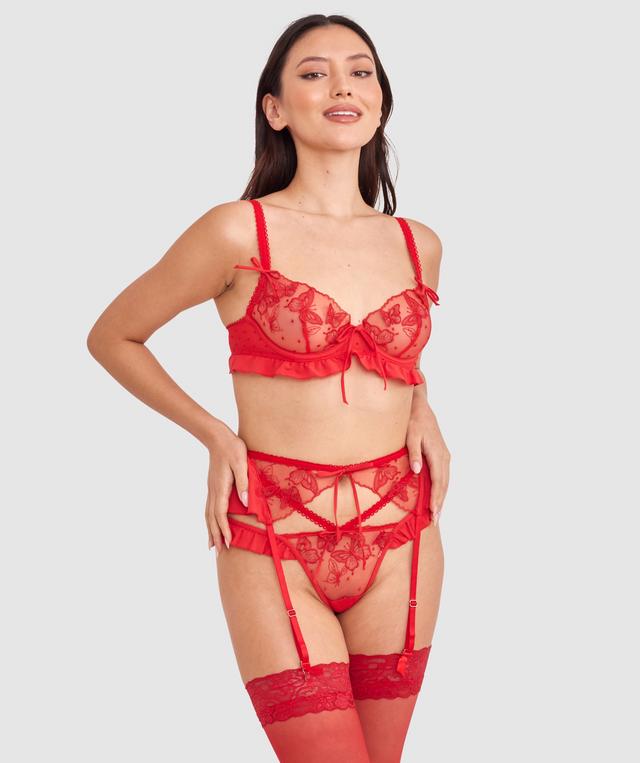 Enchanted Butterflies of Vienna Suspender - Dark Red