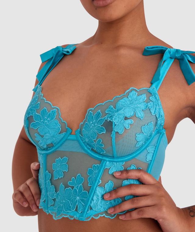 Enchanted Buy Yourself Flowers Plunge Underwire Bra - Aqua