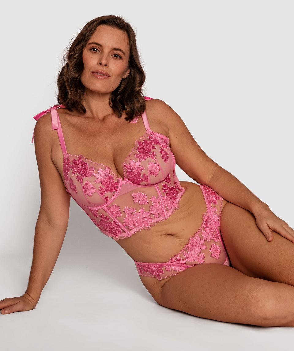 Enchanted Buy Yourself Flowers Plunge Underwire Bra - Pink