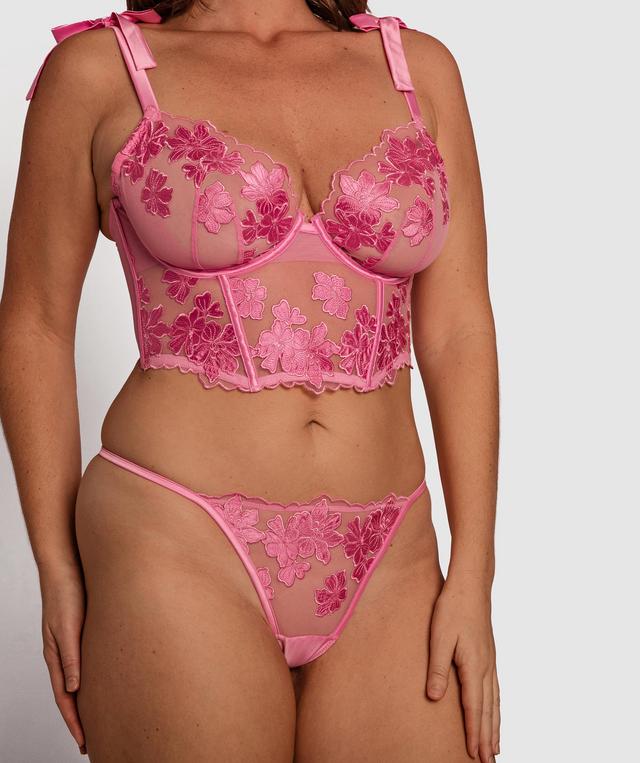 Enchanted Buy Yourself Flowers Plunge Underwire Bra - Pink