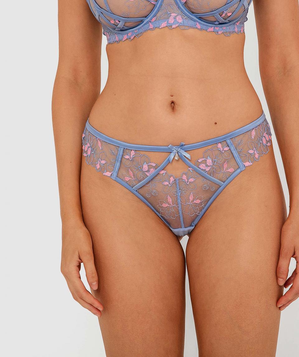 Enchanted Cherry Blossom Avenue Brazilian Knicker - Blue