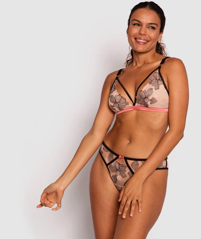 Enchanted Erica Brazilian Knicker - Black/Pale Pink