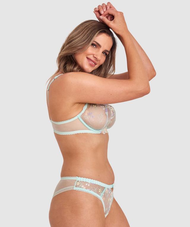 Enchanted Featherington High Leg Brazilian Knicker - Mint Green/Multicolour
