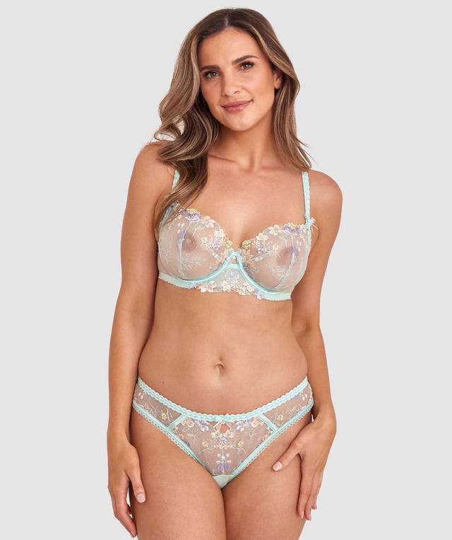 Enchanted Featherington High Leg Brazilian Knicker - Mint Green/Multicolour