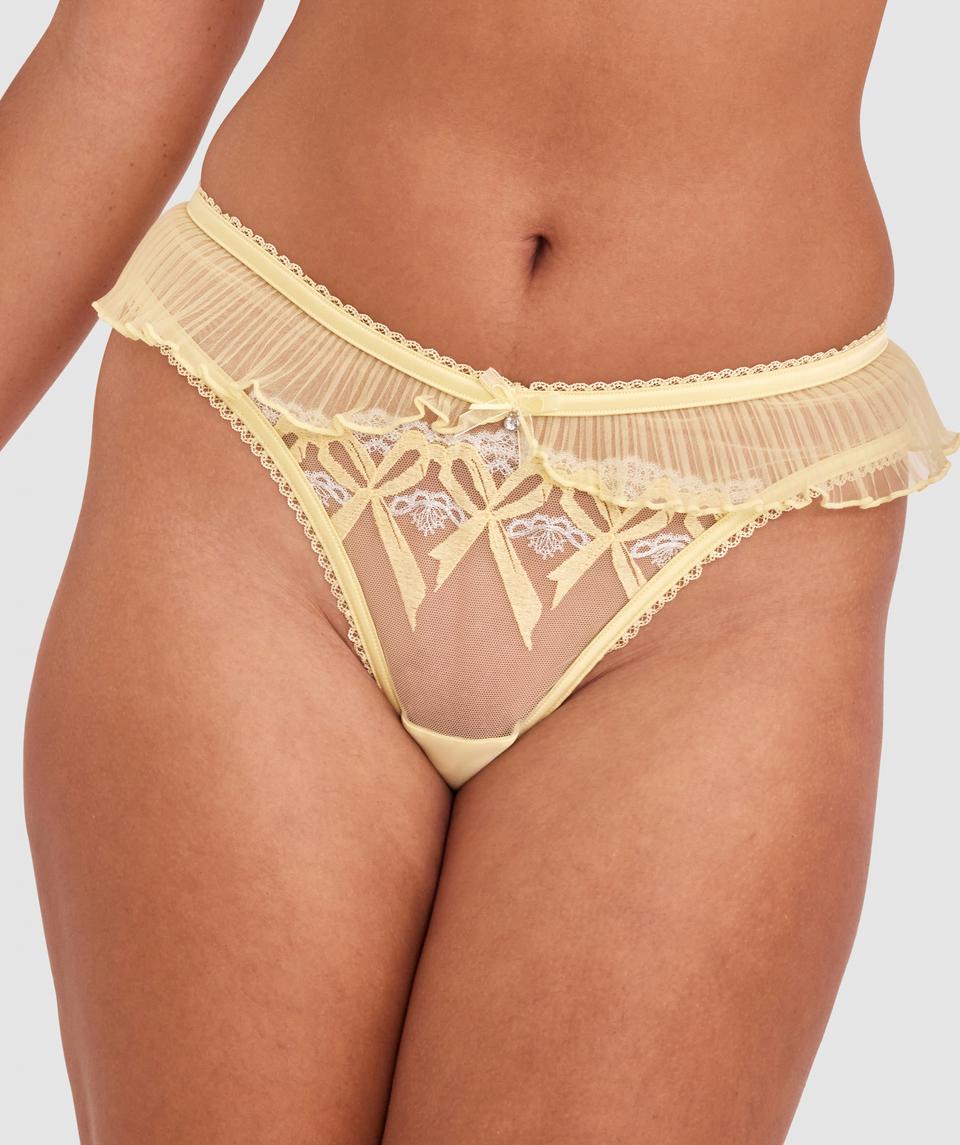 Enchanted Kinko High Leg Brazilian Knicker - Light Yellow