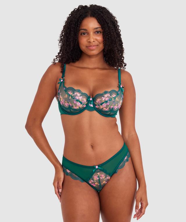 Enchanted Margaux High Leg Brazilian Knicker - Dark Green
