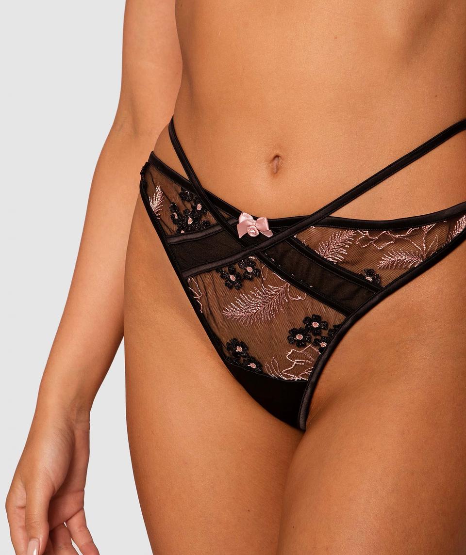 Enchanted Orleans Mini V Knicker - Black/Rose Gold