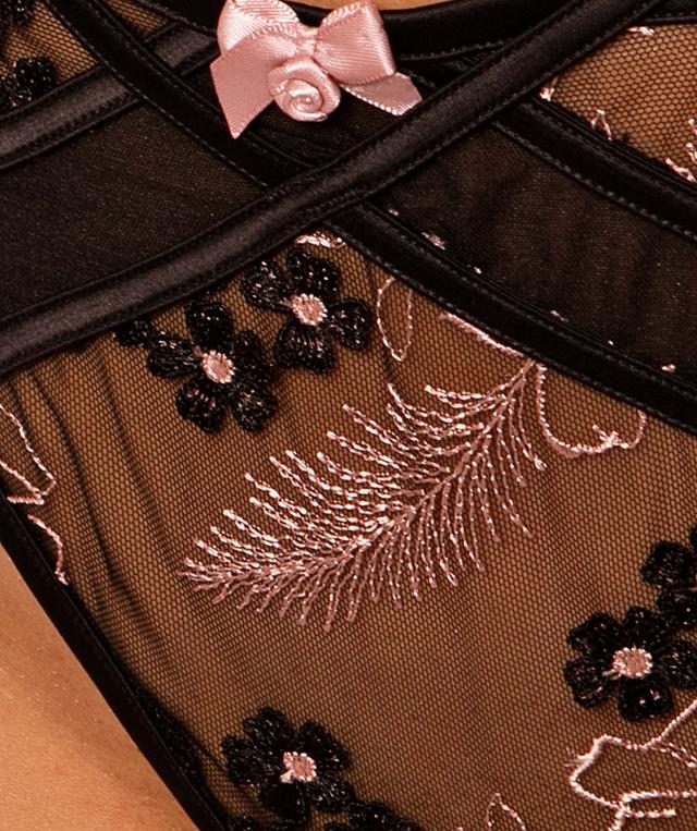 Enchanted Orleans Mini V Knicker - Black/Rose Gold