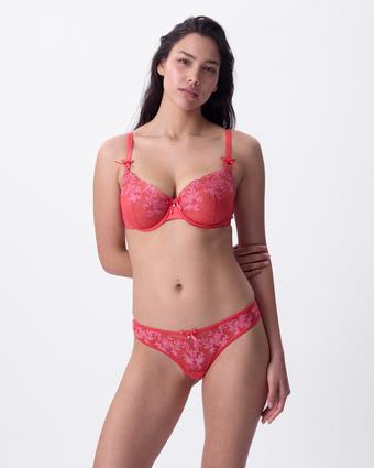 Enchanted Paradiso High Leg Brazilian Knicker - Light Red