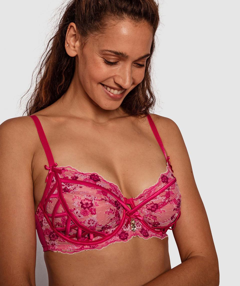 Enchanted Perpetual Femininty Full Cup Underwire Bra - Dark Pink/ Multi Colour