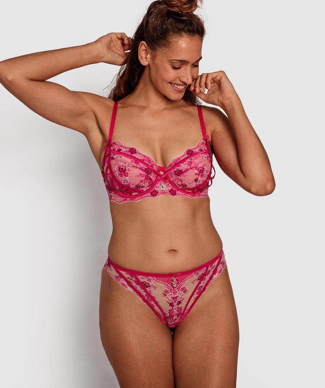 Enchanted Perpetual Femininty High Waisted Brief - Dark Pink/ Multi Colour