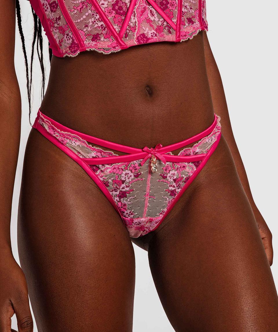 Enchanted Perpetual Femininty V String Knicker - Dark Pink/ Multi Colour