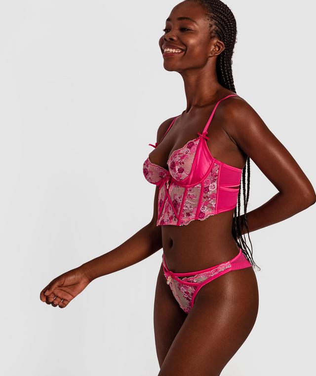 Enchanted Perpetual Femininty V String Knicker - Dark Pink/ Multi Colour