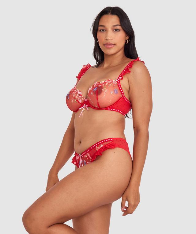 Enchanted She's So Lucky High Leg Brazilian Knicker - Red/Multicolour