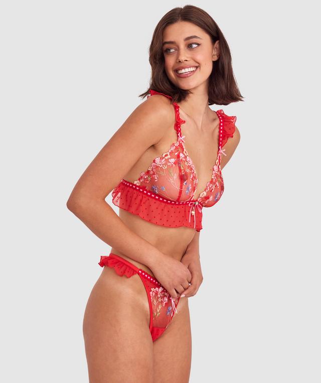 Enchanted She's So Lucky High Leg String - Red/Multicolour