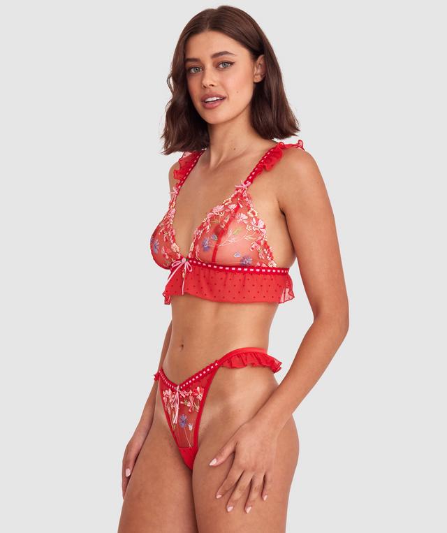 Enchanted She's So Lucky High Leg String - Red/Multicolour