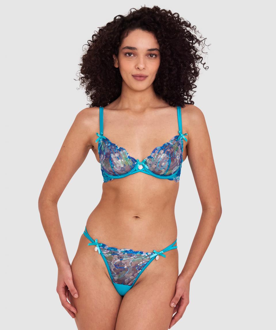 Enchanted Tyla High Leg String - Teal