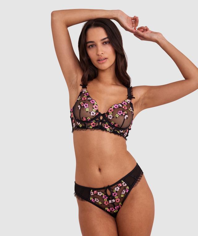 Enchanted Wilde Flower Brazilian Knicker - Black