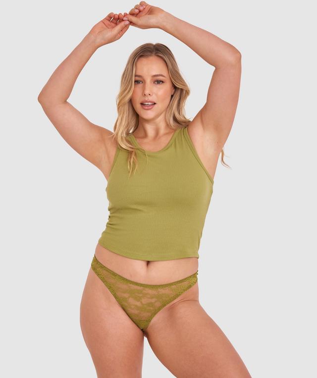 Evelyn Hi Leg G String - Khaki