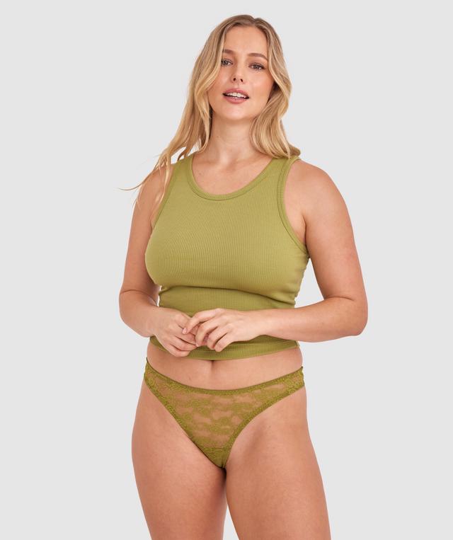 Evelyn Hi Leg G String - Khaki