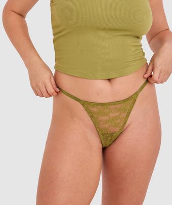 Evelyn Hi Leg String - Khaki (KHAKI)