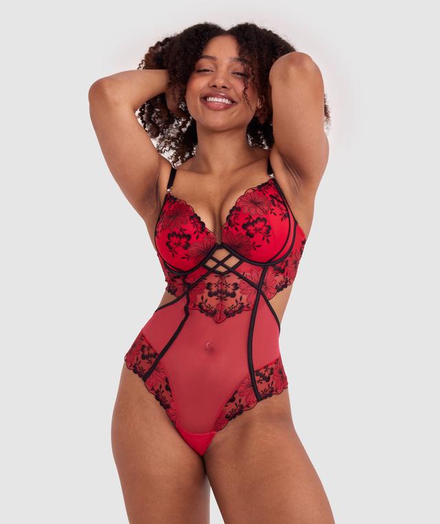 Evie Push Up Bodysuit - Red