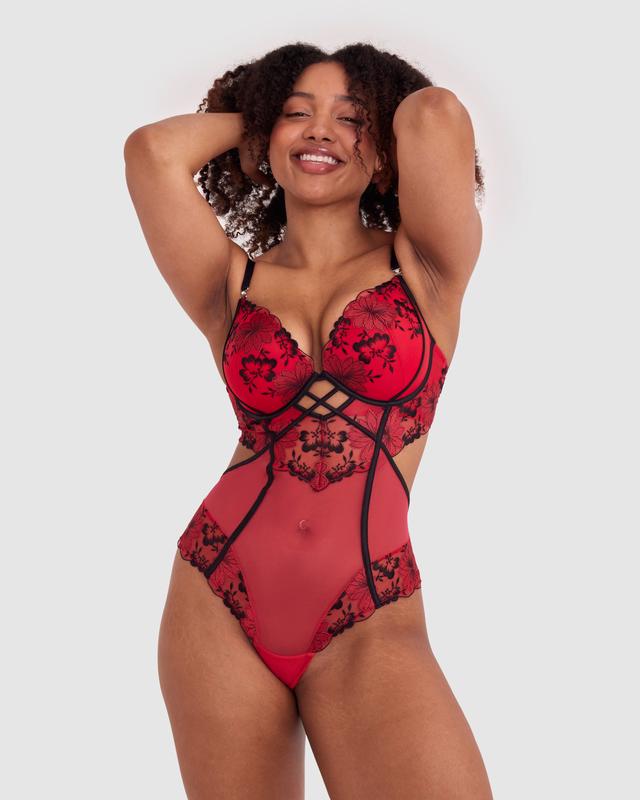 Evie Push Up Bodysuit - Red