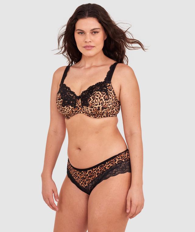 Faith Brazilian Knicker - Print Animal/Black