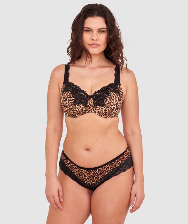 Faith Brazilian Knicker - Print Animal/Black