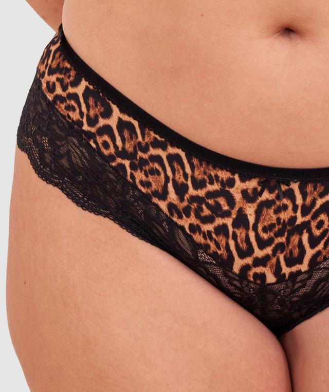 Faith Brazilian Knicker - Print Animal/Black